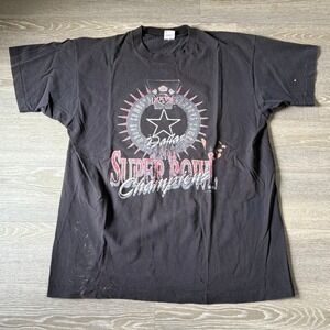 Vintage 90s Dallas Cowboys Super Bowl XXVII Champions T-Shirt NFL Black XL‎